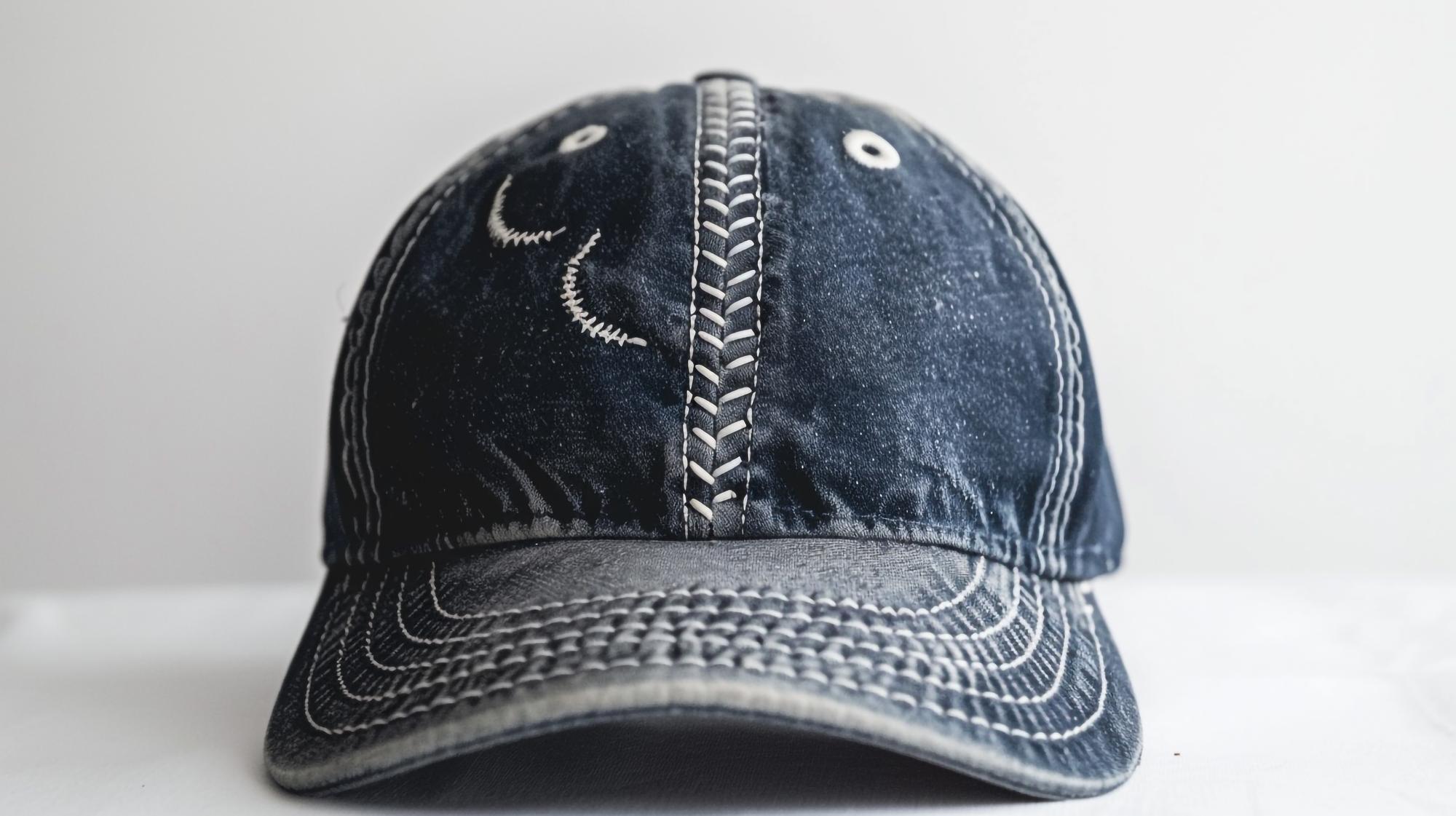 After: cap with custom neon geometric embroidery